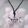 Naszyjniki wisiorek Triple Moon Bogini Wicca Pentagram Magic Amulet Naszyjnik Kobiety Mężczyzn łańcucha wisiorki vintage biżuteria