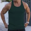 Camisetas sin mangas para hombre, ropa deportiva informal de verano, Color sólido acanalado, ajustada, con tirantes y cuello redondo, chaleco sin mangas