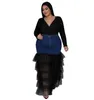 Saias Wmstar Plus Size Apenas Saias Roupas Femininas Denim Maxi Com Malha Patchwork Sexy Médio Estiramento Atacado Drop 231011