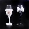 Party Favor Est 1 Par/Lot White and Black Flower Rustic Wedding Champagne rostat glasögon Vin kopp