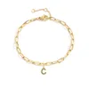 26 A-Z Lettera inglese Bracciale con ciondolo con ciondolo Iced Out Cubic Zirconia Lettere iniziali Donna Nuova moda Catena a maglia geometrica Gioielli a mano Bijoux Regali per le signore