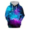 Men's Hoodies 3d Colorful Starry Sky Print Long Sleeve Sweatshirt Loose Casual Oversize Men Clothing Autumn Hooded Fashion For