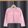 Strickjacke Sommer Dünne Mädchen Mantel Langarm Kinder Strickjacken Blumen Mädchen Kleidung Solide Kinder Outwear Cape Jacke 231012