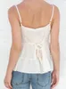 Débardeurs pour femmes Floral creux volants débardeurs femmes mignon dentelle garniture col en V beige coton sans manches Camis haut Vintage doux bouton gilets