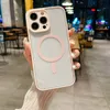 Hybrid Color Magnetic Wireless Charging Cases For Iphone 15 Pro MAX 14 Plus 13 12 11 Luxury Dual Clear Transparent Magnet Hard Acrylic PC Soft TPU Fine Hole Phone Cover