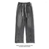 Men's Pants 2023 Spring Jeans Hong Kong Style White Bottoming Straight Leg Large Size Washed High Street Casual Trousers 5XL