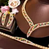 Wedding Jewelry Sets CWWZircons Heavy Stone Work Colorful Cubic Zirconia Luxury 4pcs Set for Brides African Indian Gold Plated T653 231012