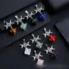 Abalorios de luna y estrella, piedra Natural tallada en cristal, hexagrama de Merkaba, colgantes de ágatas de cuarzo para collar, fabricación de joyas