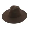 Berety w Fedoras 9,5 cm Bi szerokie brzegi kobiety zimowi mężczyźni ATS kowboju odczuwane na zespół uliczny Fedora Sombreros de Mujer