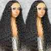 レースウィッグ360 Glueless Full Lace Wig Curly Human Hair Wigs 36インチ13x6 HDレースフロントウィッグ女性用水波透明