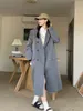 Women's Trench Coats Long Coat Women Top Autumn Winter High Grade Double Breasted Mid Length Casual Black Suit Clothing Trend