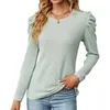 T-shirt Femme Femmes Manches longues Col rond Fold Stacked Sleeve Tops 231011