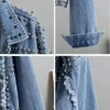 Giacche da donna Giacca in denim con rivetto con foro Donna Cappotti jeans streetwear monopetto allentati corti da donna di alta qualità