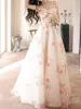 Robes de soirée françaises hors épaule robe de soirée 3D fleur arête de poisson mince princesse Quinceanera dos fermeture éclair longue a-ligne de mariage