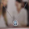 Colares Pingente Natural Aquamarine Colar Mulheres Simples Graciosa All-Matching Elegante Luxo Moda Vintage Gota de Água Jóias Presente