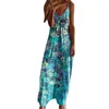 Casual Dresses Women Bohemian Beach Maxi Dress Summer V-Neck Spaghetti Strap Vintage Floral Plus Size Long Vestidos S-5XL