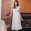 Mulheres sleepwear japonês verão senhoras nightdress sexy com almofada de peito saia longa casa rosa branco feminino