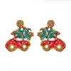 Boucles d'oreilles en perles de riz, arbre de noël, père noël, flocon de neige, tissage à la main, style bohémien, délicates