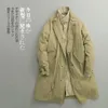 Herr ull blandar vintern japansk retro lång jacka armé grön kappa plus storlek män parka höst puffer överrock 231011
