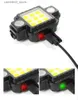 Lâmpadas de cabeça COB + XPG Farol Cabeça Montado USB TYPE-C Carregamento LED Lanterna Magnética Lâmpada de Trabalho Vermelho Azul Piscando Farol de Equitação Noturna Q231013