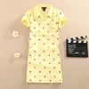 Novo polo 2019 floral impressão festa elegante vestido t camisa verão mini feminino fino algodão interino robe ete femme tshirt curto vestidos 2771