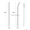 Canudos bebendo Clear Glass St 2008Mm Reutilizável Reto Bent Beber Sts com escova Eco amigável para smoothies Home Garden Kitchen, D Dhhlj