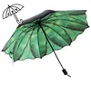 Paraplyer Forest Banana Tree Rain Rain Paraply Green Leblack Coating Sun Parasol Fresh 3 Folding Female Dualuse Sunscreen9068900
