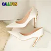 Dress Shoes Women's Shoes Party Designer Satin Fashion Sexy Stiletto High Heels Elegant Wedding Shoes Bride Banquet Metal Flowers Pumps 231011