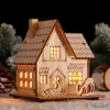 Fournitures de jouets de Noël DIY en bois naturel avec des lumières chaudes Ornements de Noël Lampe de château rougeoyante en bois Cadeaux du Nouvel An Jouets pour enfants R231012