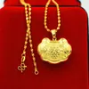 Pendant Necklaces Pure 999 Jewelry Wedding Lucky Peace Longevity Lock 100 Plated Real Gold 18k Necklace for Women Women s Gifts 231011