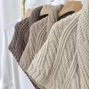 Shawls Holifeni Winter Large Solid Triangle Scarf Ponchos Women Knitted Capes Tippet Office Warm Shawl Wraps BeltLock Shrug Szalik 231012