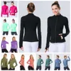 2024 LU LU LEMEN YOGA OUTFITS ALIGN JACKET OUTFIT WOMENS DEFININE DEFINE DEFININE WORKOUT SPORTS COATフィットネスクイックドライアクティブウェアトップソリッドジップアップスウェットシャツスポーツウェアブラックR