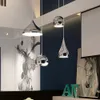 Lampada a sospensione moderna a soffitto per sala da pranzo, lampada a sospensione color argento lucido, ristorante, balcone, lampadari, apparecchi di illuminazione