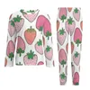 Mäns sömnkläder Pinky Fresh Strawberry Pyjamas Autumn 2 Piece Sweet Romantic Pyjama sätter män långärmad casual grafisk nattkläder stor storlek