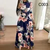 Casual Jurken CHIC Elegante Mode Print Herfst Festival Jurk Dames Lange Mouw Ronde Hals Lace Up Bloem Vintage Vestidos Para Mujer