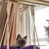 Kedi Yatak Mobilya Makrome Kedi Hammock Kedi Ağacı Asma Kedi Yatağı Evcil Duvar Mobilya Boho Kedi Salıncak Sevimli Tığ işi Kedi Evcil Hayvan Hediyeleri 231011