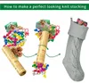 Рождественские вязаные шерстяные подарочные носки 14*46 см. Рождественское украшение елки. Санта-конфеты. Подарочный пакет. Вязаные носки.