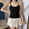 Women's Tanks 2024 Crop Tops Sexy Spaghetti Strap Slim Tank Top Women Built In Bra Off Shoulder Solid Color Sleeveless Camisole Y2K