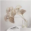 Decoratieve bloemen Gouden eucalyptusbladeren Waaierblad Nepplanten voor bruiloft Weggeleiders Decor Bloemstuk Materiaal Thuis Dhm5V