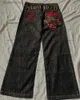 Men's Jeans Baggy Jeans Pattern Embroidery Punk Black Jeans 2023 New Y2k Jeans Men Hip Hop Straight Low Waist Wide Leg Pants StreetwearL231011