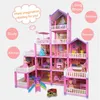 Dolls Kids Toy Simulation Doll House Villa Set Pretend Play Assembly Toys Princess Castle Bedroom Girls Gift For Children 231012