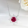 Charm Sunflower Ruby Diamond Dingle Earring 100% Real 925 Sterling Silver Wedding Drop Earrings for Women Brud Smyckespresent