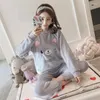 Damen-Nachtwäsche Kupokasi Cartoon Flanell Frauen Pyjama Sets Herbst Winter Pyjamas Niedlichen Tier Weibliche Homewear Dicke Warme Mädchen