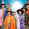 Costumes d'Halloween pour enfants, Cape de sorcière de magicien étoile, Robe avec chapeau pointu, accessoires de Cosplay, accessoire de fête d'anniversaire, Mardi Gras