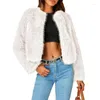 Women's Fur Women 2023 Fashion Winter Cropped Coat Long Sleeve Faux Furs Fleece Outwear Dropship