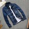 Männer Jacken Kragen Jeans Jacke Herbst Winter Männlichen Denim Mantel Reine Farbe Slim Fit Jeans Jacke für Arbeit 231012