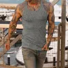 Camisetas sin mangas para hombre, ropa deportiva informal de verano, Color sólido acanalado, ajustada, con tirantes y cuello redondo, chaleco sin mangas