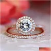 Wedding Engagement Rings Set For Women Couple Square Sier Color Cubic Zircon Birde Ring Dazzling Fashion Jewelry Sr531-M Dhgarden Oteaf