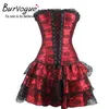 Seksowna steampunk gorsets i rufie Burlesque gotycka koronkowa sukienka steampunk steampunk Corset sukienka plus size strój kwiatowy bustier 301n