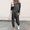 Women's T Shirts Women Autumn Casual Tracksuits 2023 Solid Color Loose Pullover Hoodies Two Piece Set Female Long Sleeve Tops Pants